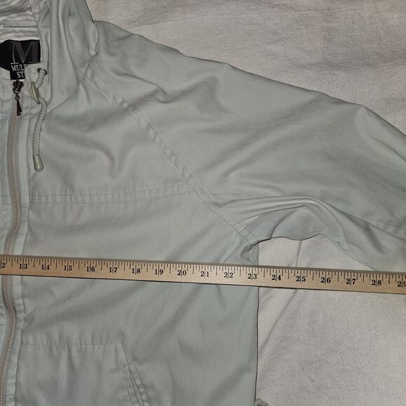 Mulberry Street XL Women’s Blue Hooded Anorak Jacket Drawstring Waist Stripes - Picture 5 of 11